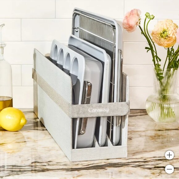 CARAWAY Home Pan Lid Tray Holders Organizers Storage Beige Taupe Gray NEW - Picture 9 of 9